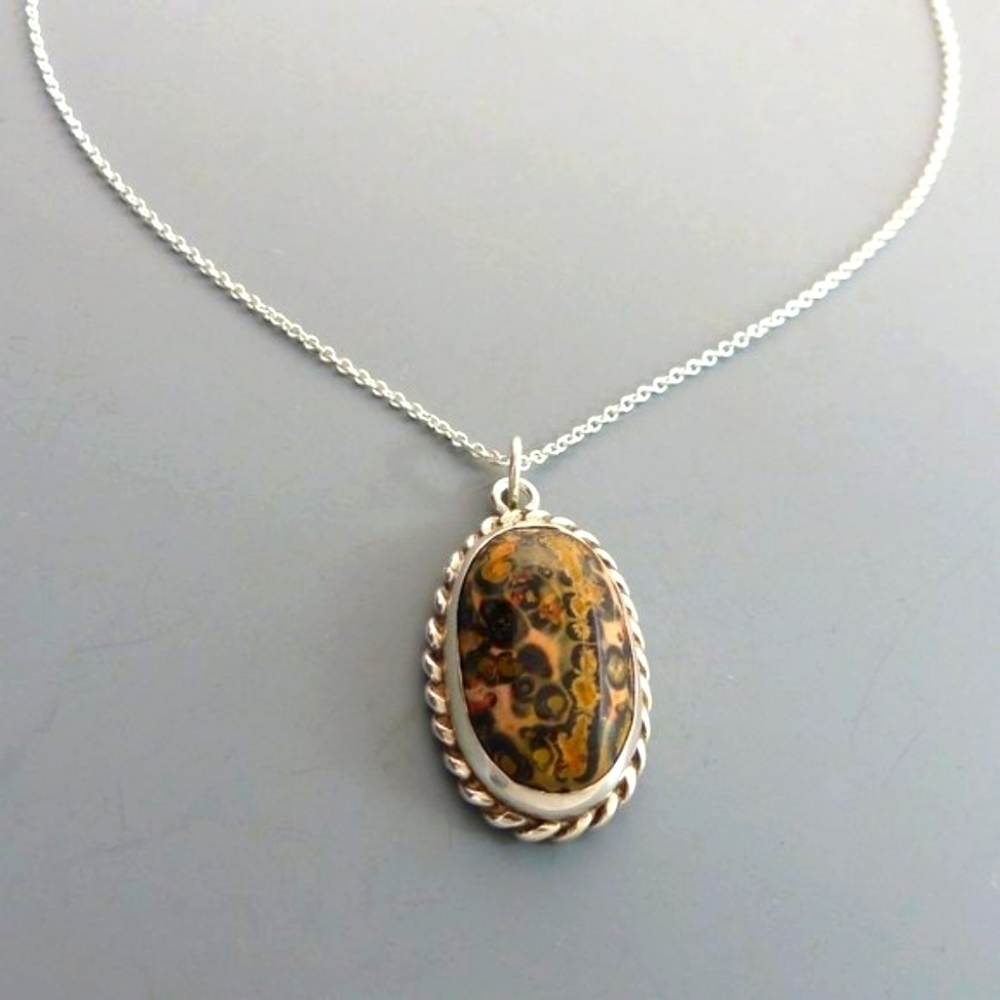 Leopard Jasper and Sterling Silver Pendant